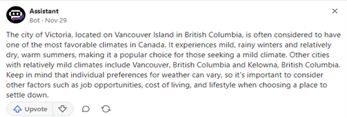 نظر شخصی در مورد بهترین شهر از نظر آب و هوا در کانادا
